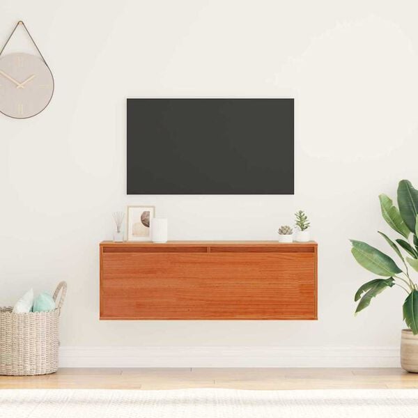 vidaXL Sein&auml;kaappi Vaha ruskea 100 x 30 x 35 cm Massiivinen m&auml;nty