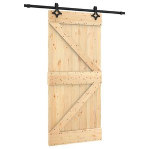 vidaXL Liukuovi Luonnollinen ja musta 95 x 210 cm Massiivinen m&auml;nty