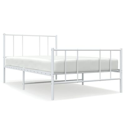 vidaXL Metallinen sängynrunko päädyillä valkoinen 100x190 cm