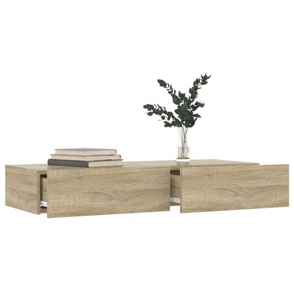 vidaXL TV-taso LED-valoilla Sonoma-tammi 90x35x15,5 cm