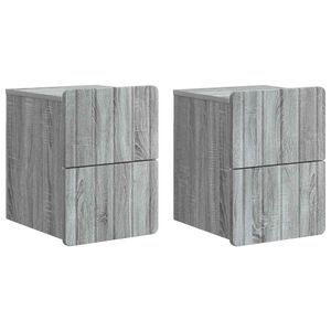 vidaXL Sein&auml;lle Kiinnitett&auml;v&auml; Y&ouml;p&ouml;yt&auml; 2 pcs Harmaa sonoma Tekninen puu