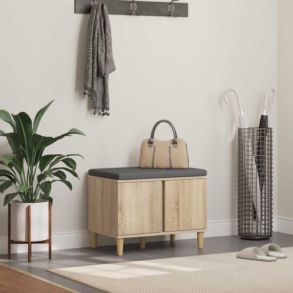 vidaXL Halli penkki tyynyll&auml; ovella Sonoman tammi 60 x 38 x 46 cm