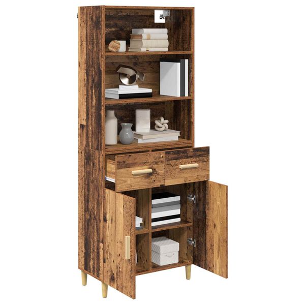 vidaXL Korkea kaappi Vanha Puu 69,5 x 32,5 x 180 cm Tekninen puu