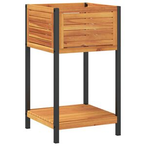 vidaXL Kukkalaatikko hyllyll&auml; 45x45x80 cm t&auml;ysi akasiapuu ja ter&auml;s