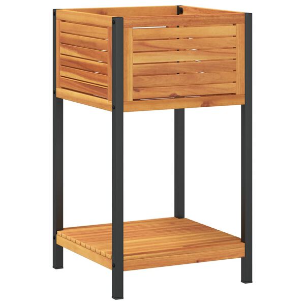 vidaXL Kukkalaatikko hyllyll&auml; 45x45x80 cm t&auml;ysi akasiapuu ja ter&auml;s