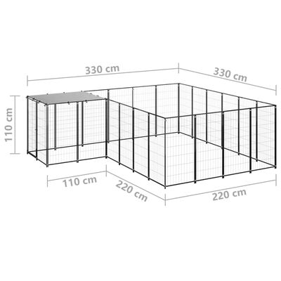 vidaXL Koiranhäkki musta 8,47 m² teräs