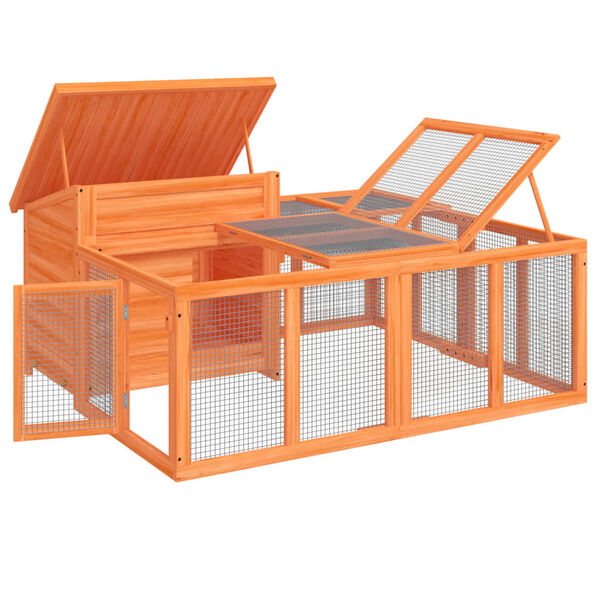 vidaXL Kaninkoppi ruskea 144x123x67,5 cm täysi mänty