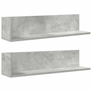vidaXL Sein&auml;hyllyt 2 kpl Betoninharmaa 75x16,5x16,5 cm Teknillinen puu