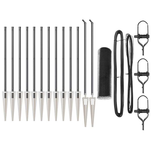 vidaXL Aitalatu Harmaa 25 x 0,8 m (25 mm verkko) Terästä ja PVC:tä