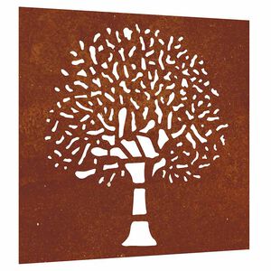 vidaXL Puutarhasein&auml;koriste 55x55 cm corten ter&auml;s puukuvio