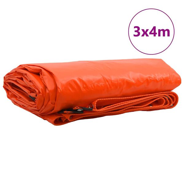vidaXL Pressu 650g / m² Oranssi 3 x 4 m Kangas PVC-pinnoitteella