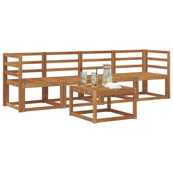 vidaXL Ulkosohvakokoelma 5 pcs Luonnollinen Tihe&auml; akasiapuu