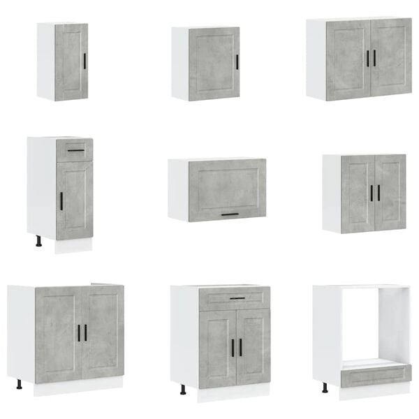 vidaXL 14-osainen keittiökaappisarja Porto betoniharmaa tekninen puu