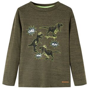 vidaXL Lasten pitk&auml;hihainen T-paita tumma khaki melange 92