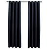 vidaXL Pimennysverhot metallirenkailla 2 kpl musta 140x225 cm