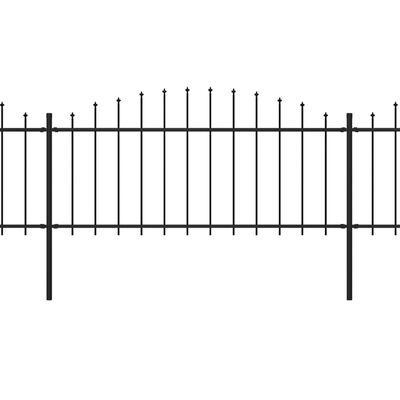 vidaXL Puutarha-aita keihäskärjillä teräs (0,5-0,75)x13,6 m musta