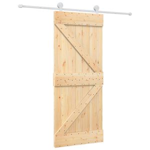 vidaXL Liukuovi 85 x 210 cm Massiivinen m&auml;nty (k&auml;sittelem&auml;t&ouml;n)