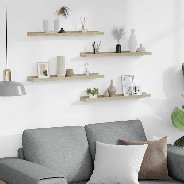 vidaXL Sein&auml;hyllyt 4 kpl Sonoma-tammi 60x9x3 cm