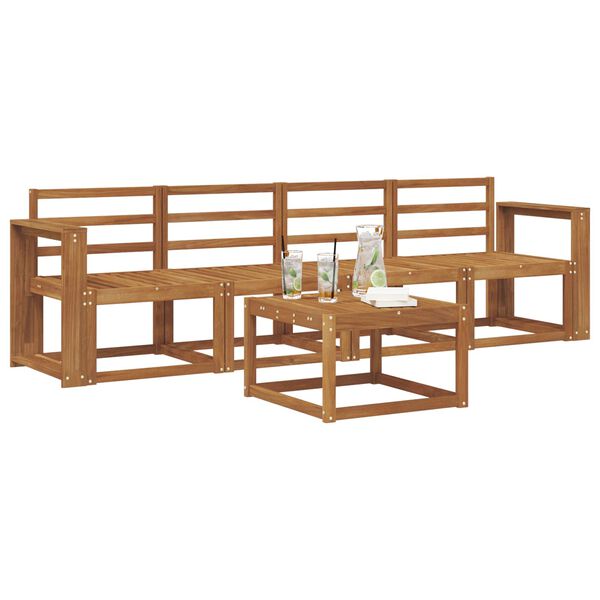 vidaXL Ulkosohvakokoelma 5 pcs Luonnollinen Tihe&auml; akasiapuu