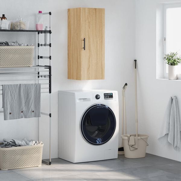 vidaXL Seinäkiinnitettävä kaappi Sonoma-tammi 34,5x34x90 cm