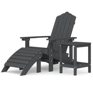 vidaXL Adirondack puutarhatuoli jalkatuella/p&ouml;yd&auml;ll&auml; HDPE antrasiitti
