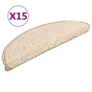 vidaXL Porrasmatot 15 kpl 56x17x3 cm Kermanv&auml;rinen Puolipy&ouml;re&auml;