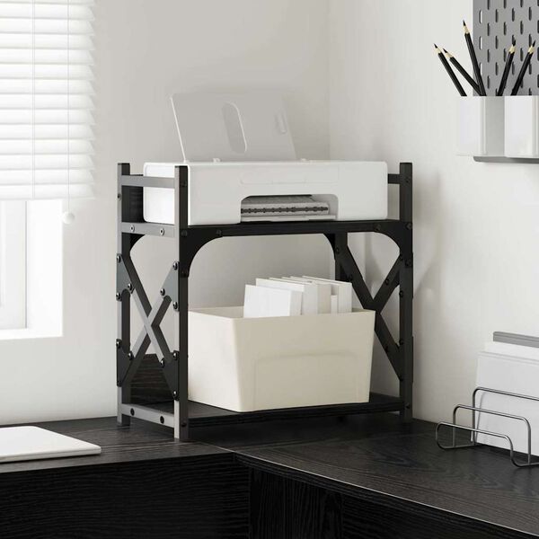 vidaXL Tulostinpidike Musta tammi. 40 x 20 x 40 cm Tekninen puu