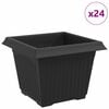 vidaXL Neli&ouml; Kukkaruukku 24 kpl Musta 23 x 23 x 17,5 cm Muovi