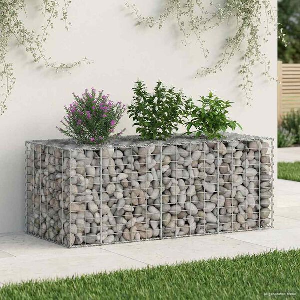 vidaXL Gabion Kohotettu Peti Hopea 140 x 60 x 55 cm Galvanoitu ter&auml;s