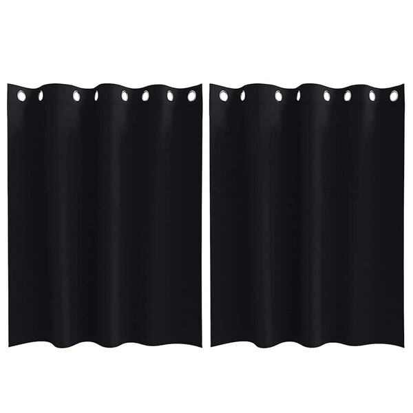 vidaXL Pimentävä verho renkailla 2 pcs Musta 140 x 140 cm Polyesteri