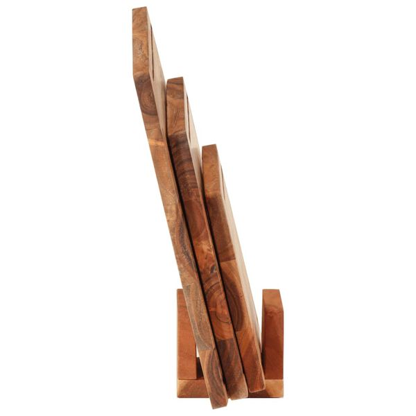 vidaXL 3-osainen Leikkuulautasarja telineellä täysi akasiapuu