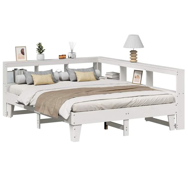 vidaXL S&auml;nky kirjahyllyll&auml; ei patjaa valkoinen 140x200 cm t&auml;ysi m&auml;nty