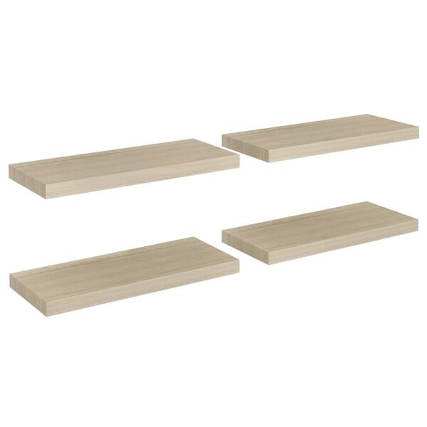 vidaXL Kelluvat sein&auml;hyllyt 4 kpl tammi 60x23,5x3,8 cm MDF