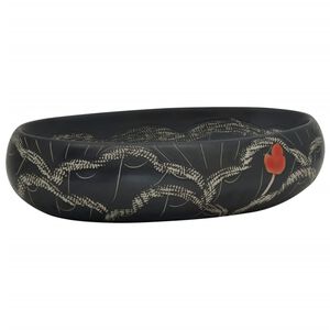 vidaXL Pesuallas ty&ouml;tasolle musta ovaali 59x40x15 cm keraaminen