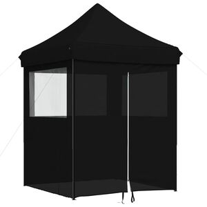 vidaXL Taitettava pop-up juhlateltta 4 sivusein&auml;ll&auml; musta