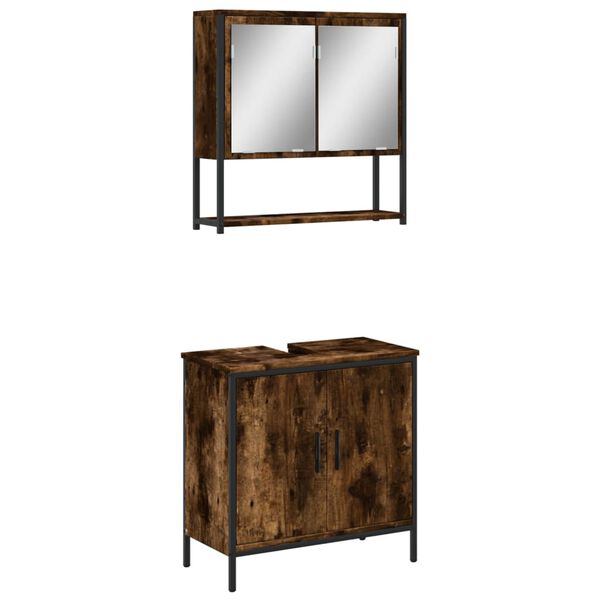 vidaXL 2-osainen Kylpyhuoneen kalustesarja savutammi tekninen puu