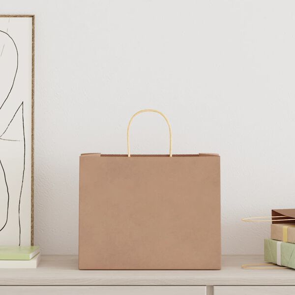 vidaXL Paperikassit 50 kpl kahvoilla ruskea 32x22x24 cm