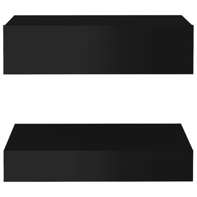 vidaXL Yöpöytä korkeakiilto musta 60x35 cm lastulevy