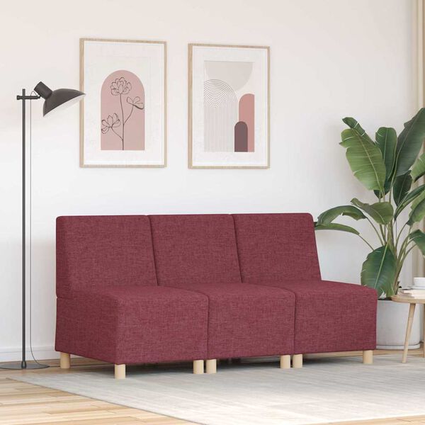 vidaXL Modulaarinen k&auml;sinojatonta sohva-yksikk&ouml; 3 pcs Viininpunainen