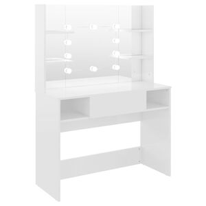 vidaXL Meikkip&ouml;yt&auml; LED-valoilla 100x40x135 cm MDF kiilt&auml;v&auml; valkoinen