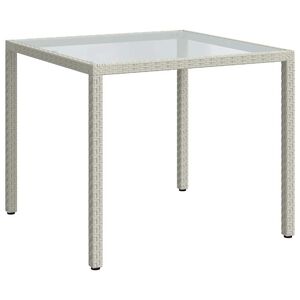 vidaXL Puutarhap&ouml;yt&auml; 90x90x75 cm karkaistu lasi ja polyrottinki valk.