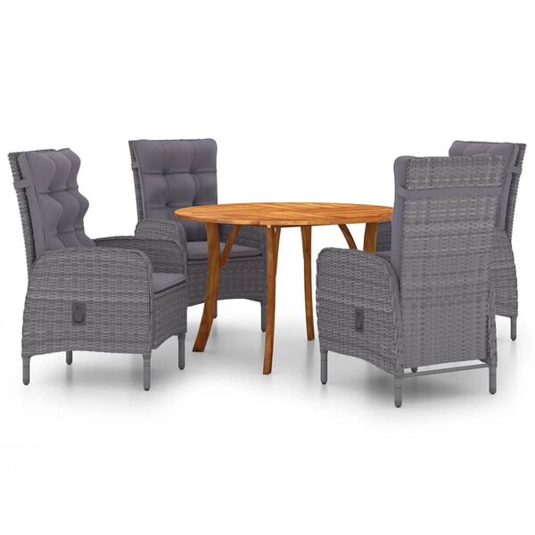 vidaXL 5-osainen Ulkoruokailuryhmä musta