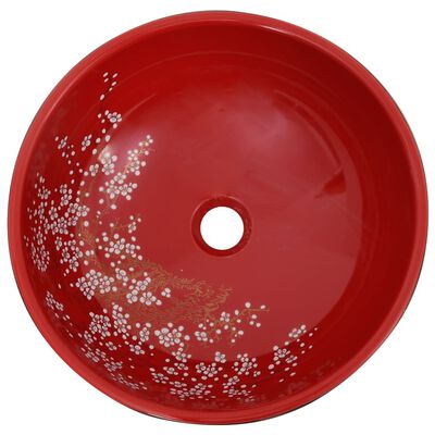 vidaXL Pesuallas työtasolle musta ja pun. pyöreä Φ41x14 cm keraaminen