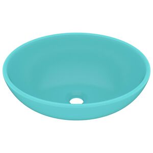 vidaXL Ylellinen pesuallas ovaali matta vaaleanvihre&auml; 40x33 cm keraami