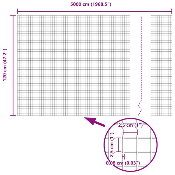 vidaXL Hitsattu lankaa Hopea 1.2 x 50 m Teräs