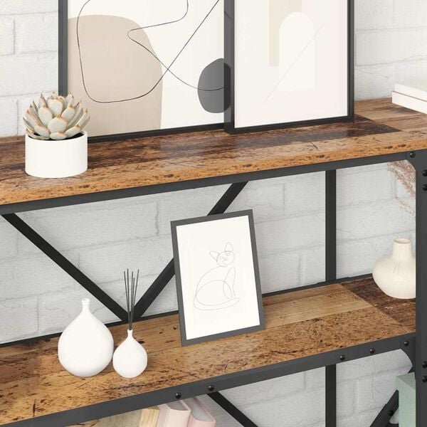 vidaXL Konsolip&ouml;yt&auml; hyllyll&auml; Vanha puu 180 x 30 x 75 cm Tekninen puu