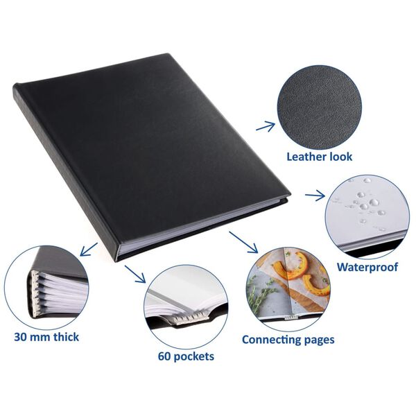 rillstab Portfolio kirja A4 60 taskua musta