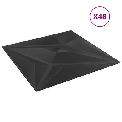 vidaXL Seinäpaneelit 48 kpl musta 50x50 cm EPS 12 m² tähti