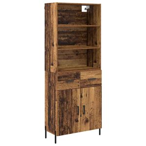 vidaXL Korkea kaappi Vanha Puu 69,5 x 32,5 x 180 cm Tekninen puu