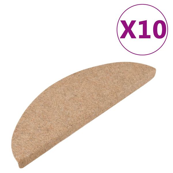 vidaXL Itsekiinnittyv&auml;t porrasmatot 10 kpl beige 56x17x3 cm